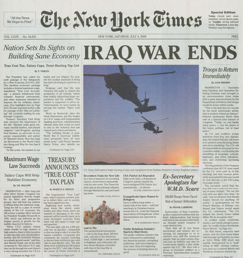 the new york times front page. The paper